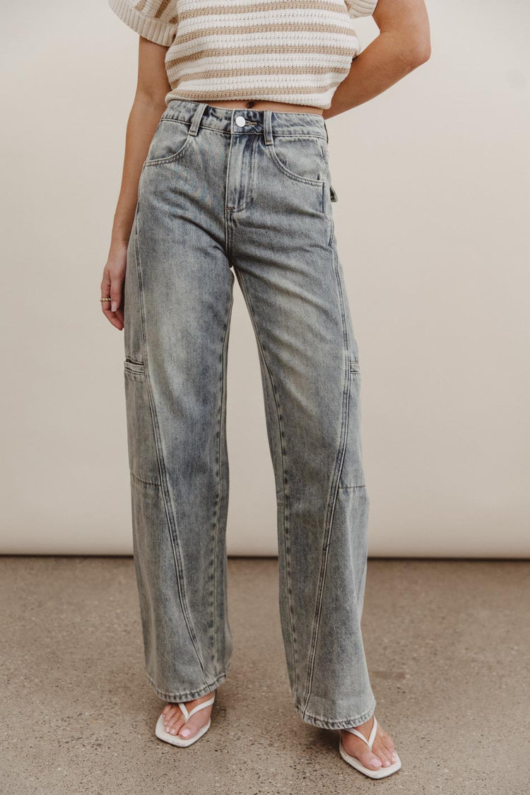 High rise denim in medium wash