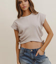 Round neck top in taupe