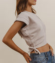 Side ruched top in taupe