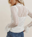 white lace top with long sleeves