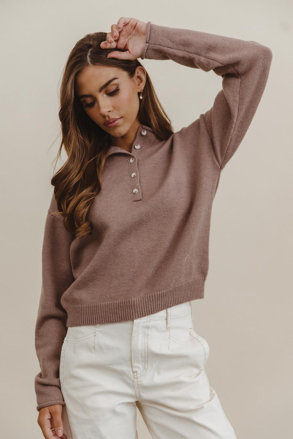 Knit top in mauve