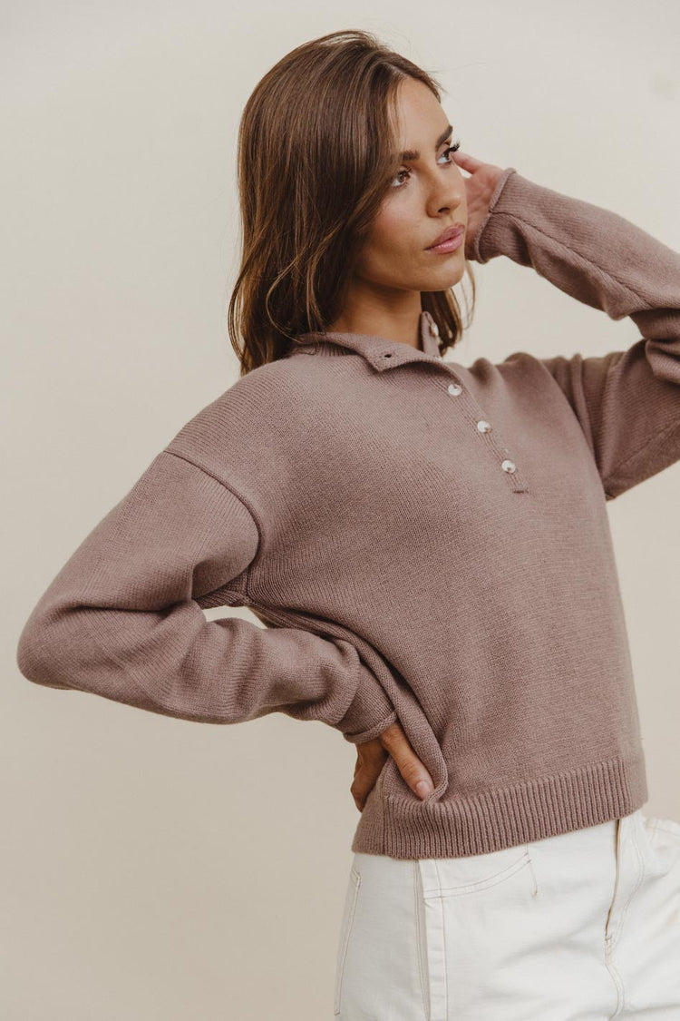 Round neck top in mauve
