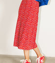 midi red skirt