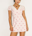 short sleeve pink flower dress