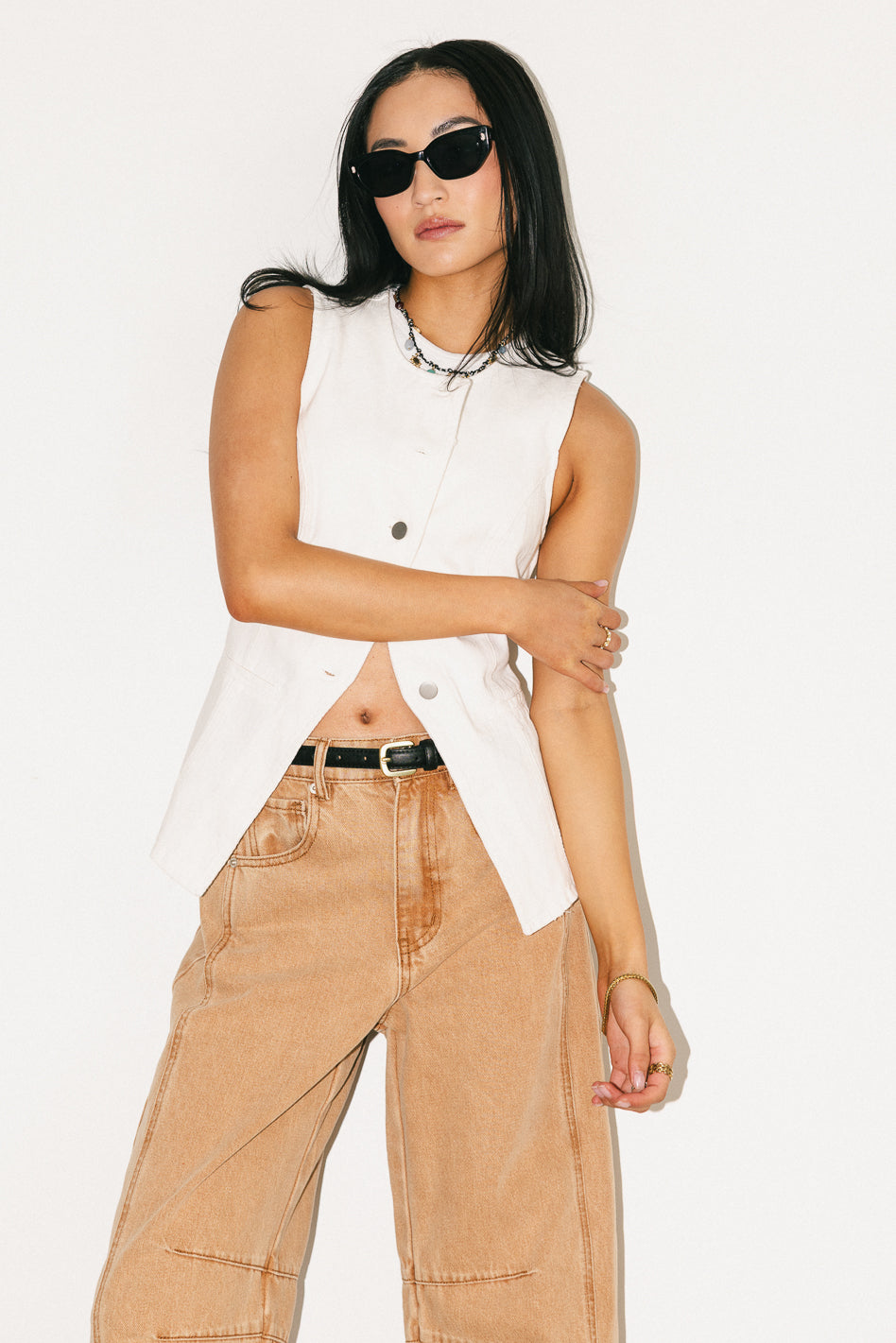 Sleeveless denim vest