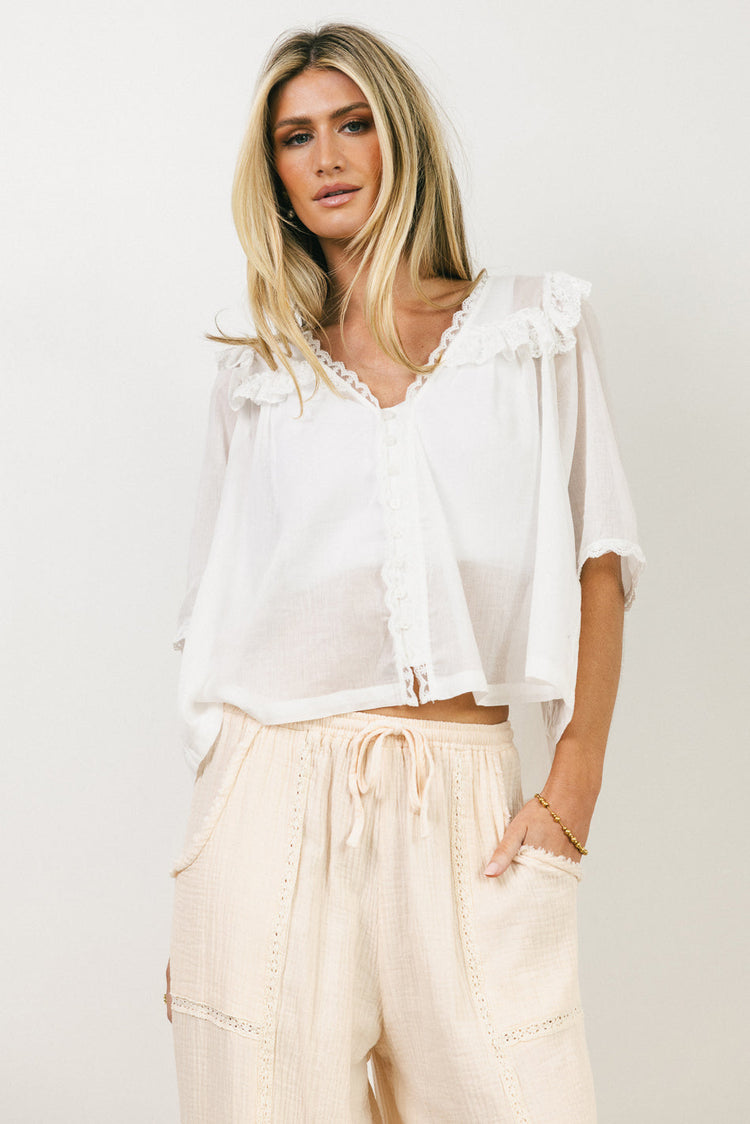 Button down blouse in ivory