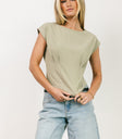 short sleeve top in sage
