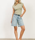 pleats on the hem of sage top