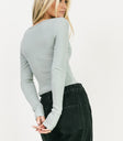 CUFFED KNIT WAFFLE TOP