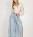 wide leg denim with drawstrings