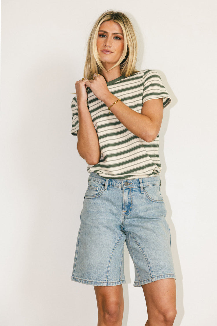 Round neck top in sage