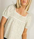 Peony Lace Trim Blouse in Blush