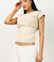 cream cap sleeve top