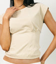 cream cap sleeve shirt