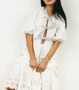 contrast front tie blouse