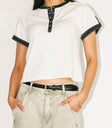 white and black contrast tee
