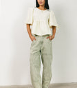 short sleeve cream blouse