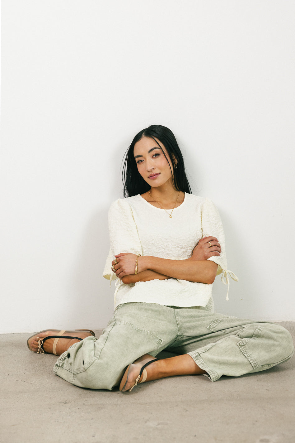 cream blouse