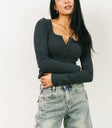 cuffed charcoal top