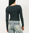 long sleeve charcoal knit top