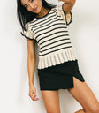 Knit crocheted top in black