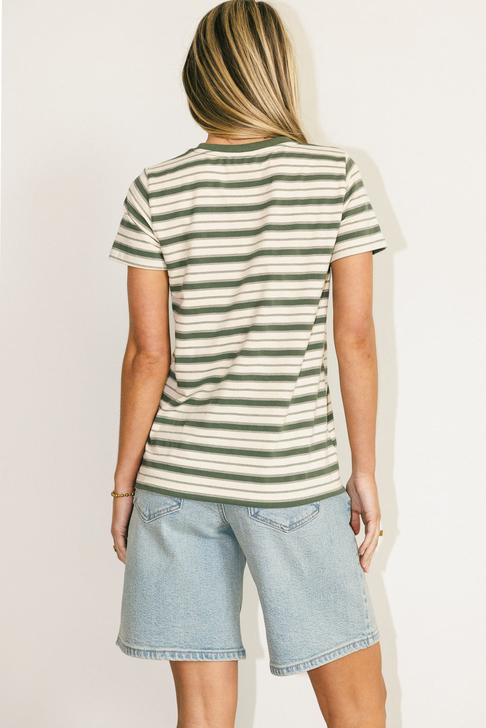 Striped top in sage