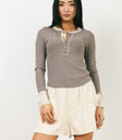 Round neck top in brown