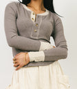 Cream cuff sleeves top in brown