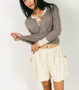 Knit colorblock top in cream