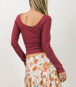 scoop back knit top in marsala