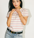 multi colored striped top