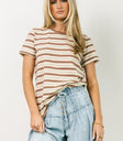 Striped top in taupe