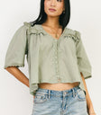 sage short sleeve blouse
