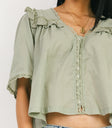 button up sage blouse