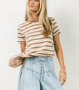 Striped top in taupe