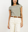 Round neck sage top