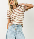 Round neck top in taupe