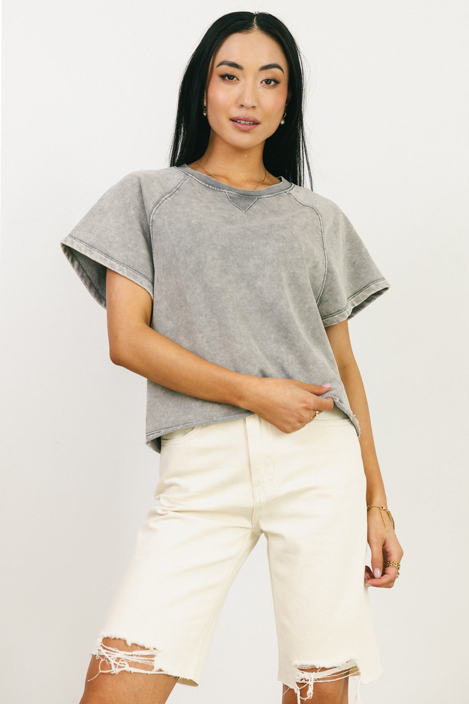 short sleeve gray top