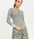 grey top with buttons