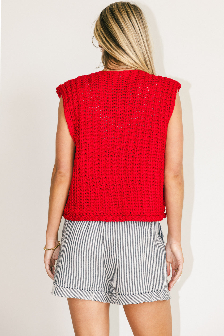 Red knit top