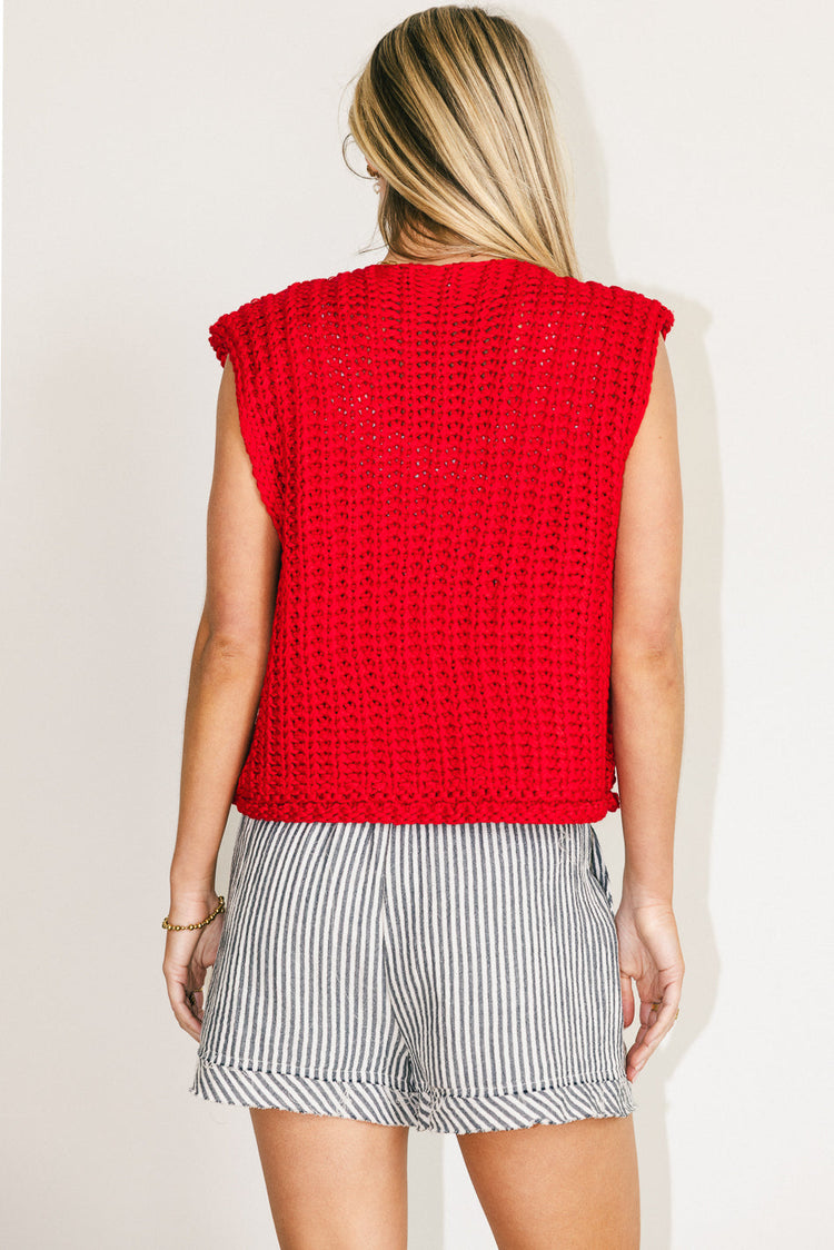 Red knit top