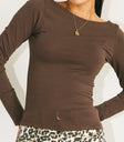brown knit basic top