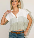 Collared top in sage