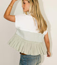 Ruffle hem top in sage