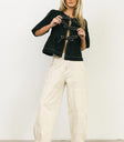Three bows blouse in black