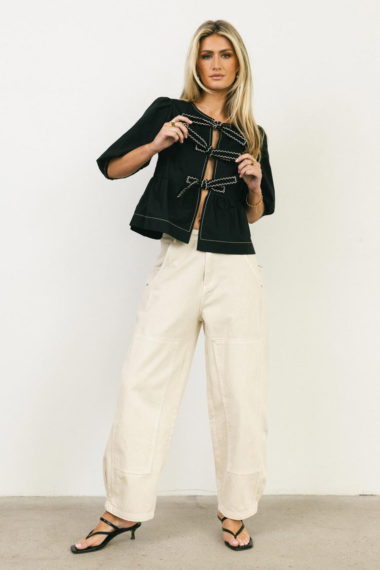 Three bows blouse in black