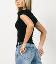 Short sleeves basic top in black