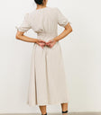 Elastic back dress in cream