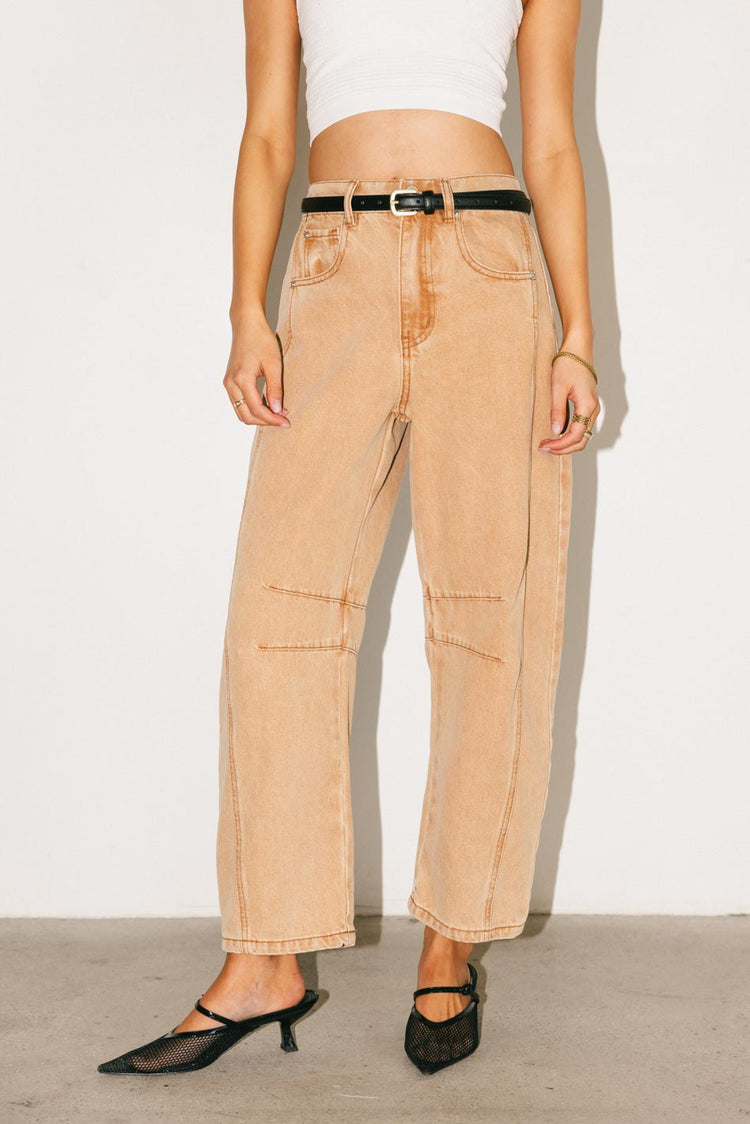 High rise denim in brown
