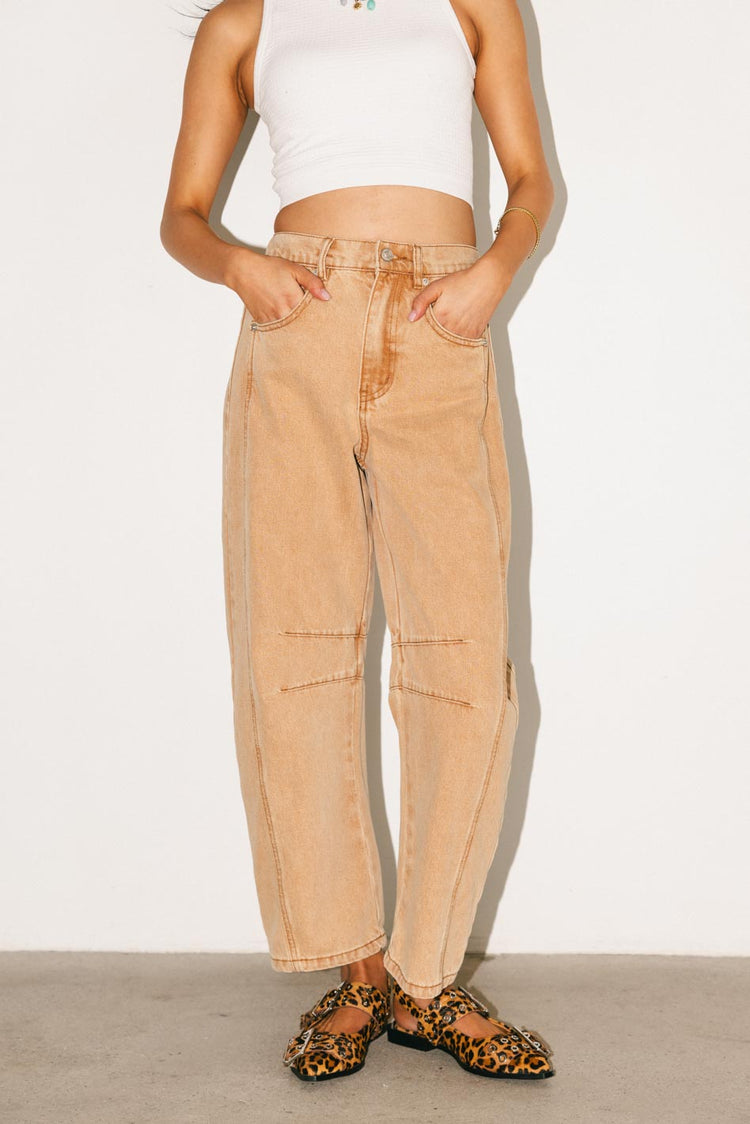 Two hand pockets denim in brown